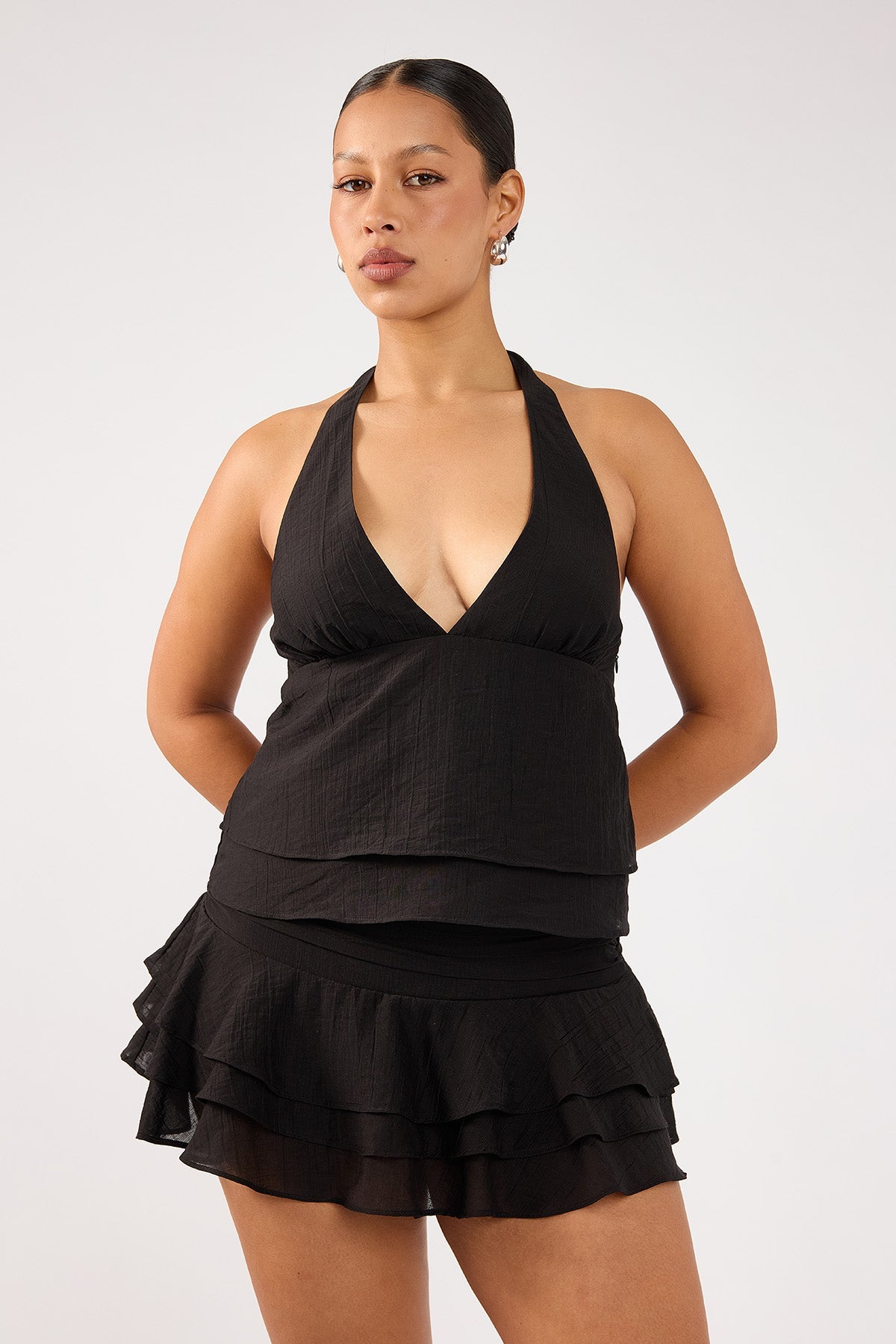 Perfect Stranger EllaMae Ruffle Mini Skort Black