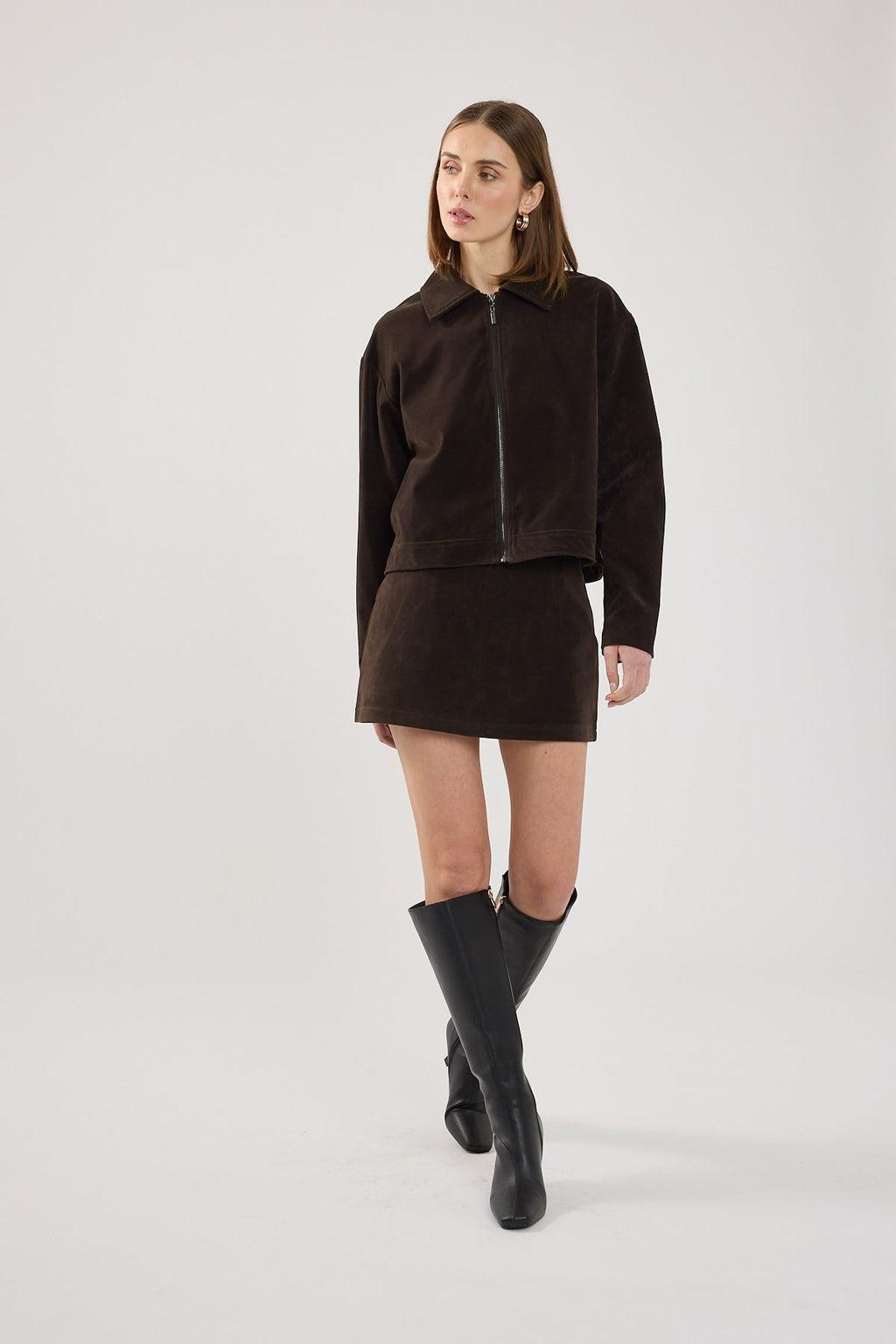 Perfect Stranger Kandice Suede Skort Brown