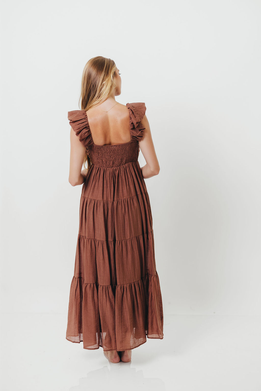 Katy Pleated Bodice Maxi Dress in Hazelnut - Bump Friendly *9/10 PRE-ORDER*