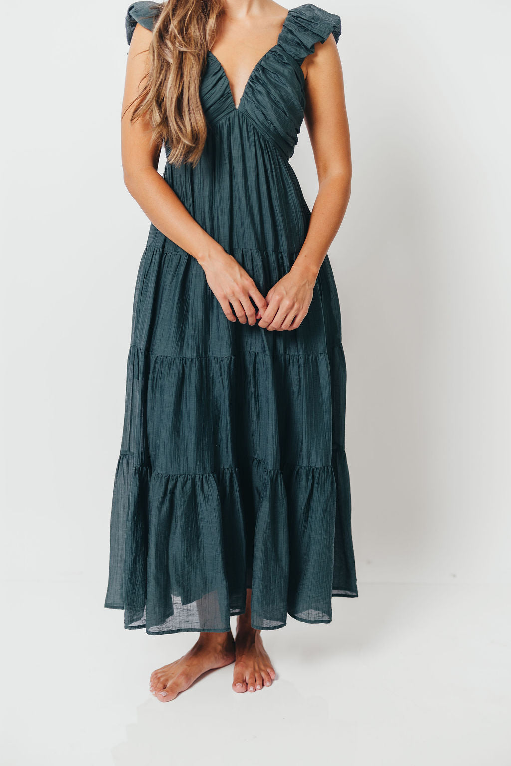 Katy Pleated Bodice Maxi Dress in Deep Teal - Bump Friendly *9/10 PRE-ORDER*