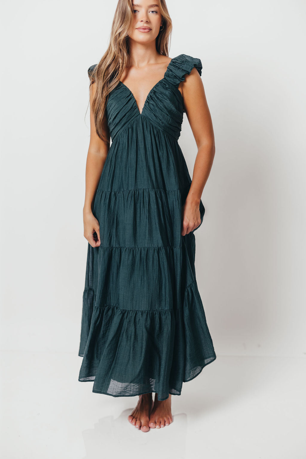 Katy Pleated Bodice Maxi Dress in Deep Teal - Bump Friendly *9/10 PRE-ORDER*