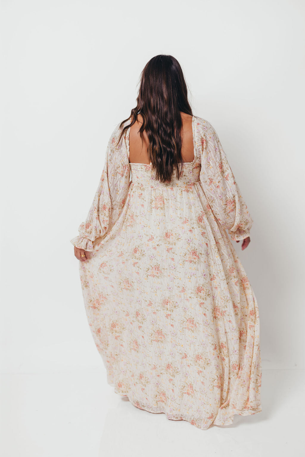 Rosey Woven Floral Print Empire Maxi Dress in Cream Multi - Bump Friendly *9/12 PRE-ORDER*