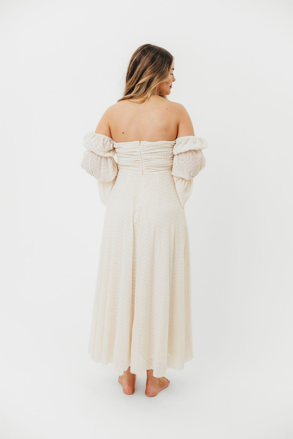 Corrine Tiered Sleeve Maxi Dress with Pockets in Ivory Cream - Bump Friendly