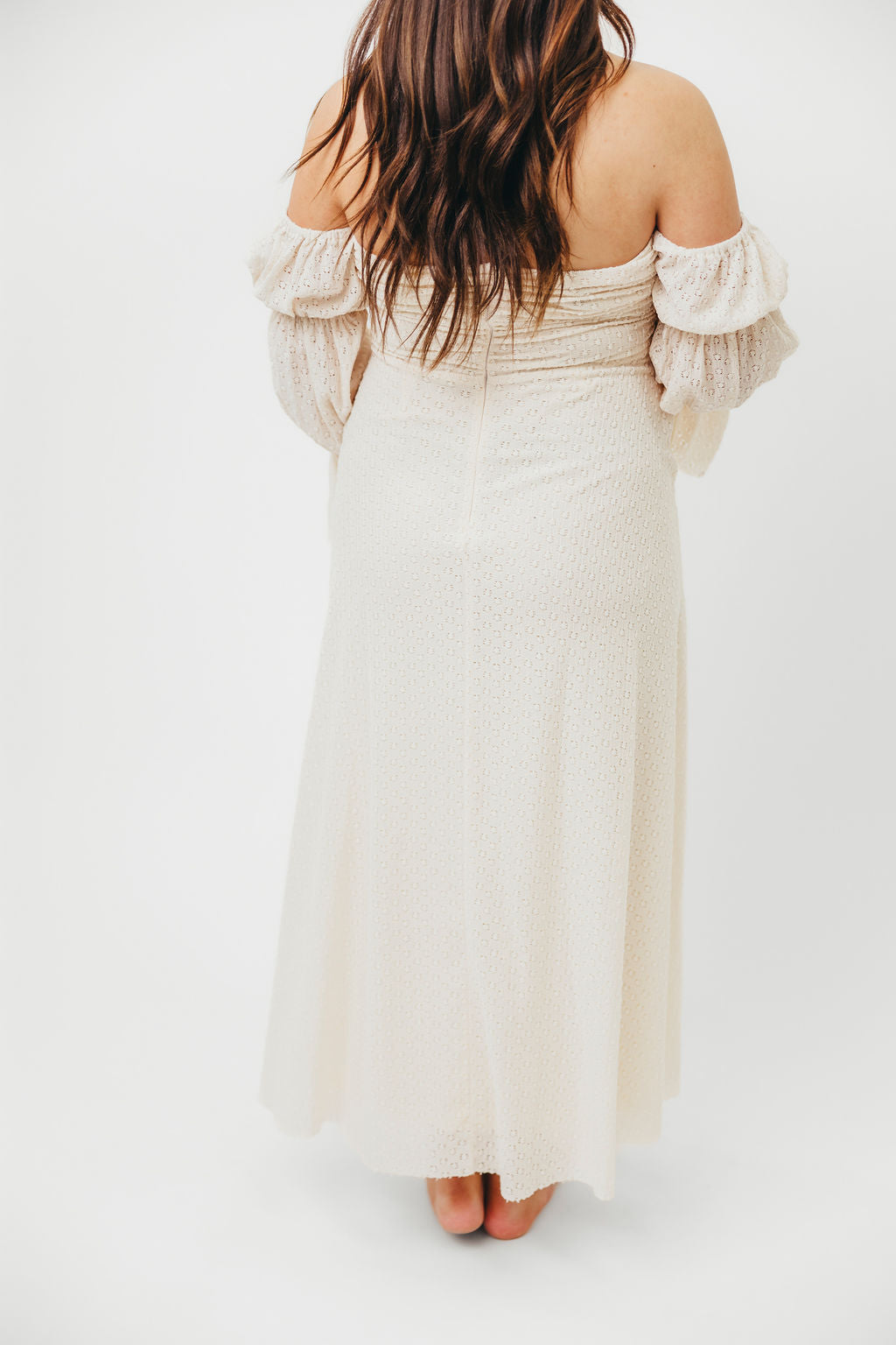 Corrine Tiered Sleeve Maxi Dress with Pockets in Ivory Cream - Bump Friendly