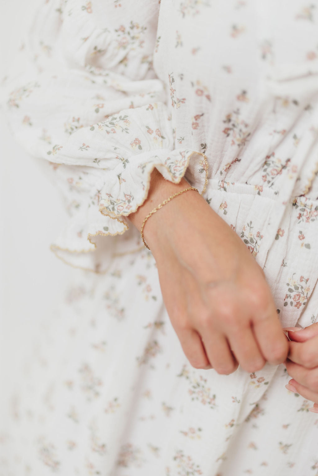 Hunter 100% Cotton Gauze Maxi Dress with Detail Trimming in Ivory Pink Floral - Bump Friendly and Inclusive Sizing *9/12 PRE-ORDER*