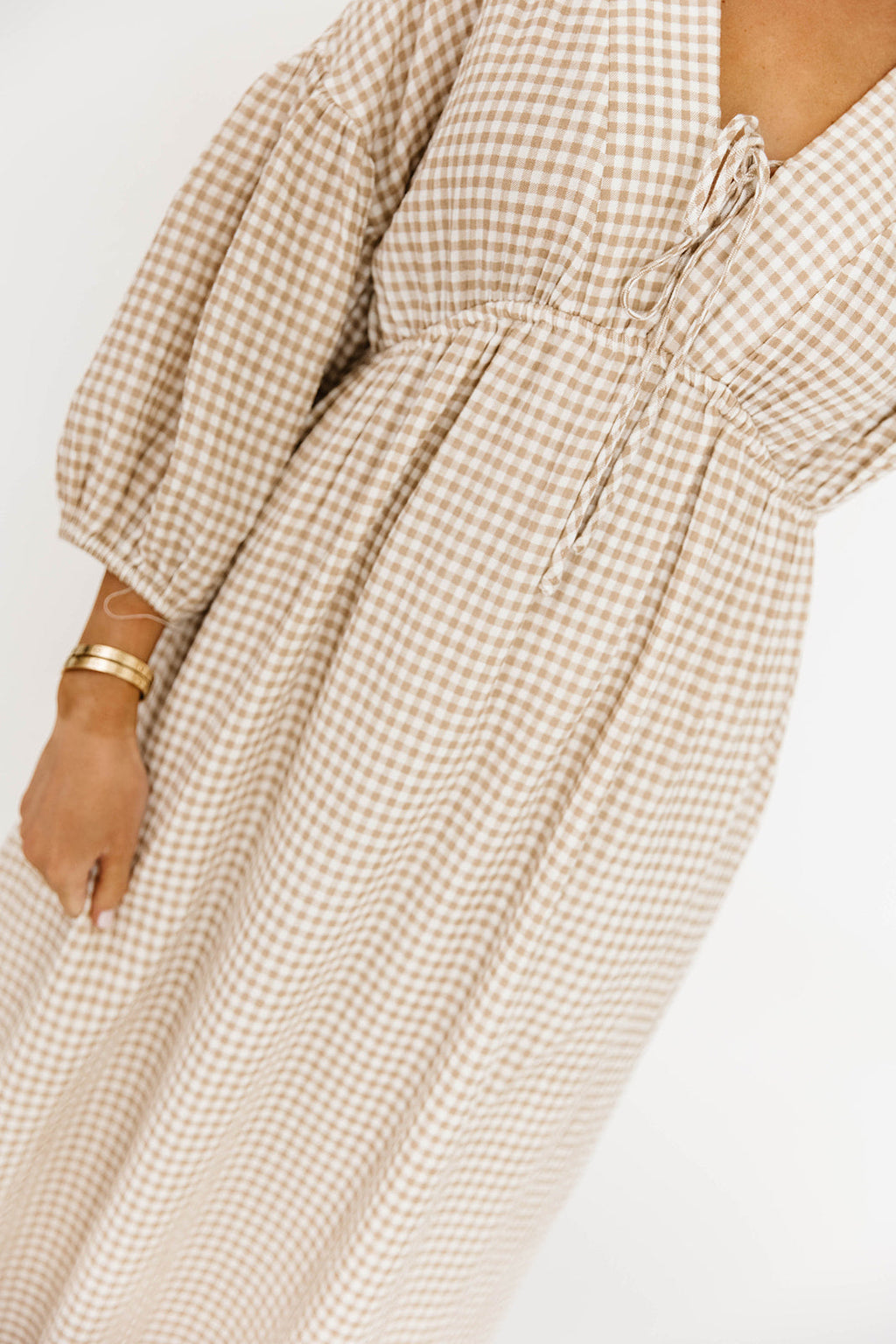 Hunter Printed Gauze Midi Dress in Natural Plaid - Bump Friendly *9/22 PRE-ORDER*
