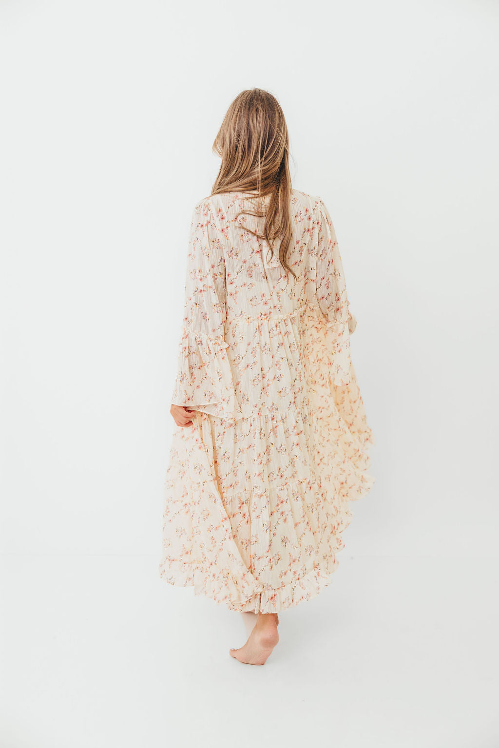 Lisa Woven Floral V-Neck Maxi Dress in Cream Multi - Bump Friendly *9/12 PRE-ORDER*