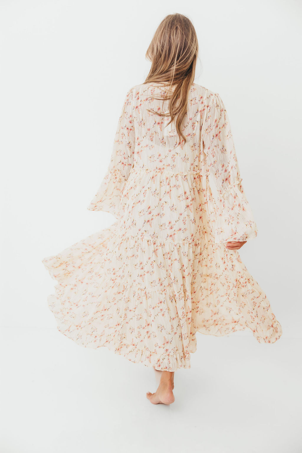 Lisa Woven Floral V-Neck Maxi Dress in Cream Multi - Bump Friendly *9/12 PRE-ORDER*