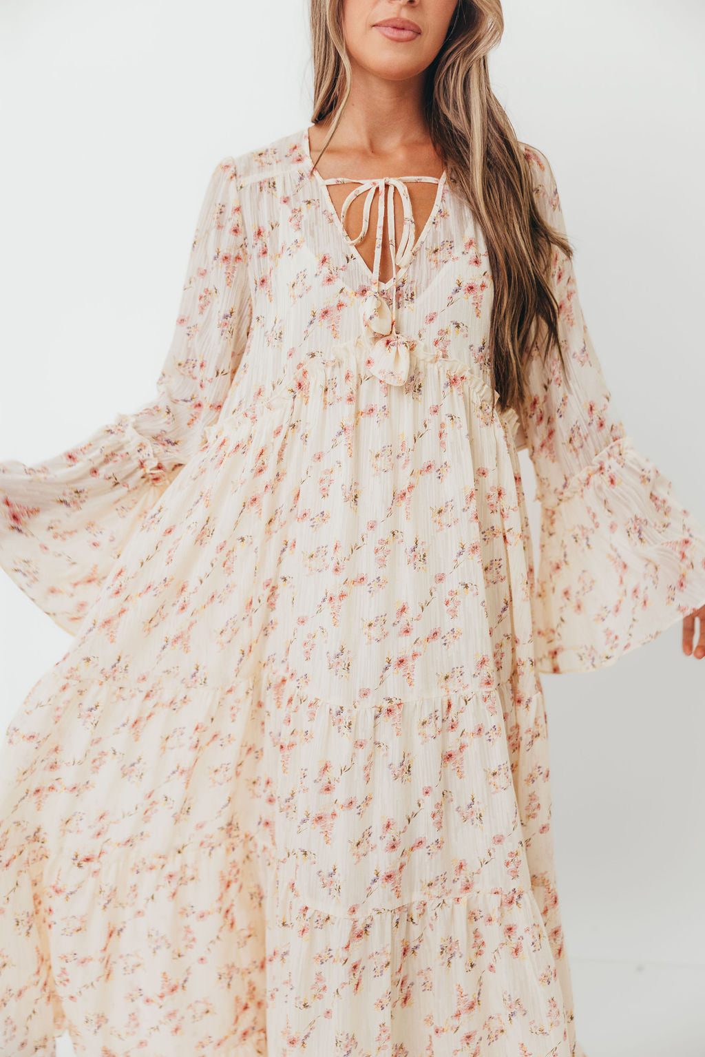 Lisa Woven Floral V-Neck Maxi Dress in Cream Multi - Bump Friendly *9/12 PRE-ORDER*