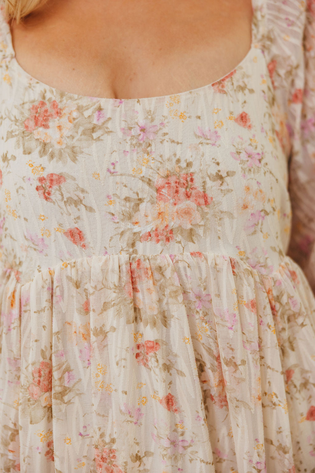 Rosey Woven Floral Print Empire Maxi Dress in Cream Multi - Bump Friendly *9/12 PRE-ORDER*