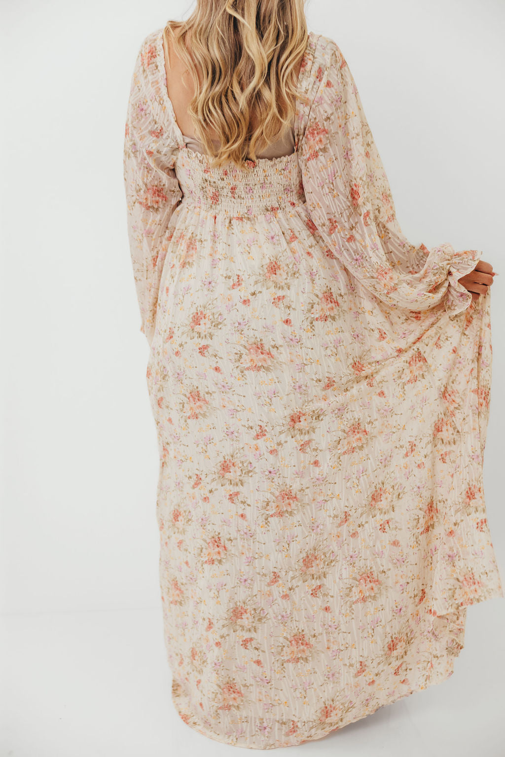 Rosey Woven Floral Print Empire Maxi Dress in Cream Multi - Bump Friendly *9/12 PRE-ORDER*