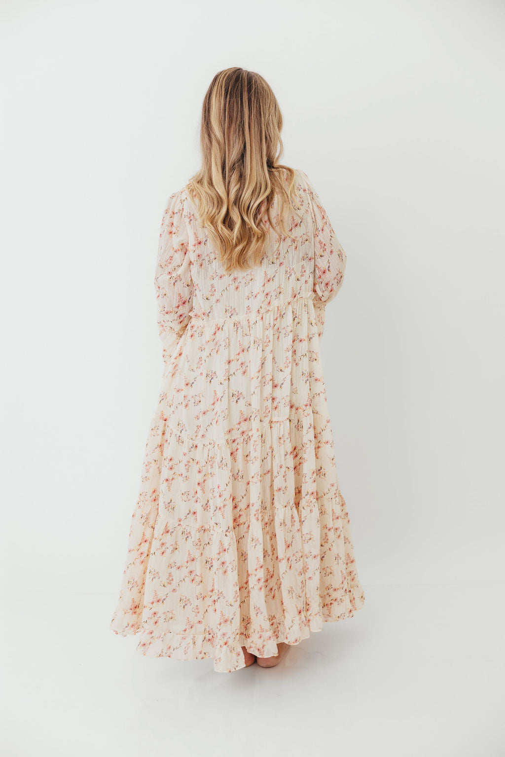 Lisa Woven Floral V-Neck Maxi Dress in Cream Multi - Bump Friendly *9/12 PRE-ORDER*