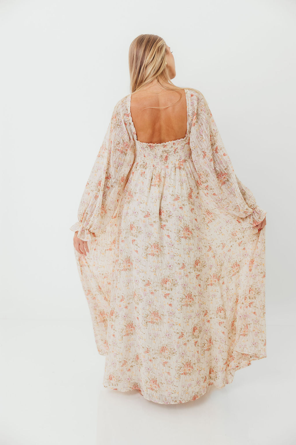 Rosey Woven Floral Print Empire Maxi Dress in Cream Multi - Bump Friendly *9/12 PRE-ORDER*